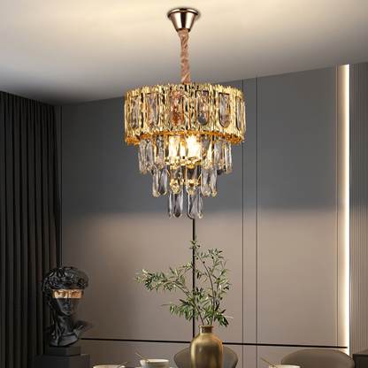 Crystal chandelier Corona Incanto 3xe14, 30cm diameter, glossy gold, rebrable height