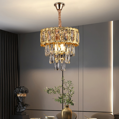 Crystal Chandelier BELVEDERE Petito 3xE14, Diameter 30cm, Shiny Gold, Adjustable Height