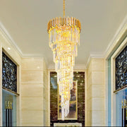 Crystal Chandelier CC110/600x1800GD, 28xE14, Diameter 60cm, Height 180cm, Shiny Gold, Adjustable Height, Elegant Design