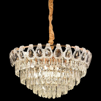 WINDSOR Eleganza Crystal Chandelier 6x E14, Diameter 49cm, Shiny Gold, Adjustable Height