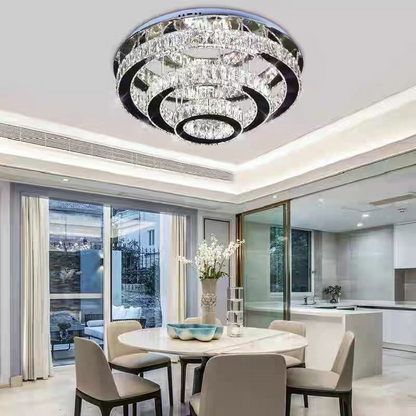 Crystal LED Chandelier LLC151/500CH, 64W, 3 Elements, Cold/Warm/Neutral light, Dimmable, Shiny Chrome