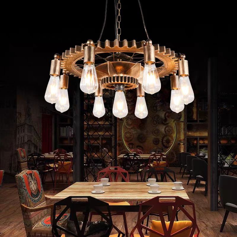 Vintage Rope Chandelier PEDRO, 4 x E27 Dark Wood