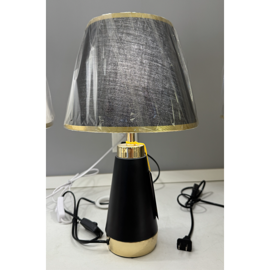 Veioza VZ210BK, 1x E27, Metal and Textile, Black and Gold