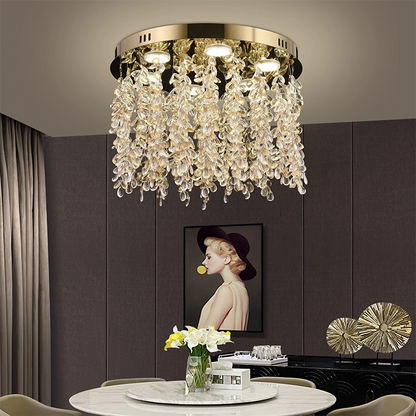 Crystal LED Chandelier LLC213/400GD Round, 22W, Cool/Warm/Neutral Light, Crystal, Gold