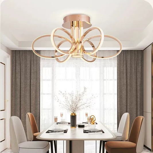 LED Chandelier with Remote Control MARIA, 6 Elements, 63W, Warm/Cold/Neutral Light, Dimmable, Gold