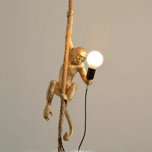 Corda Vintage Chandelier, 1xE27, Rustic, String and Metal, 130cm, Black Support