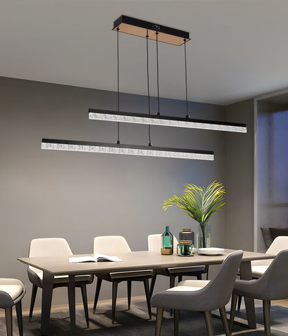 Suspended Crystal LED Chandelier LT181/2BK, 37W, Light 3000/4000/6000K, Black, Adjustable Height