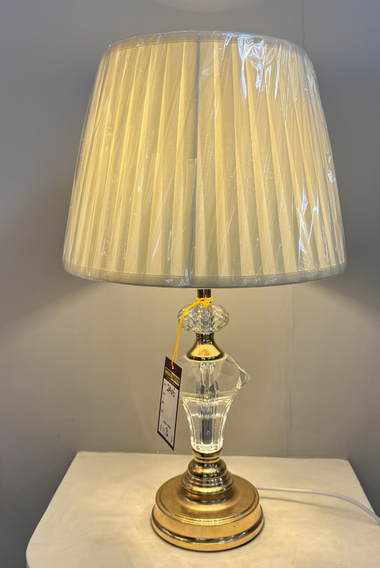 Veioza VZ215WH, 1x E27, Metal and Textile, White and Gold