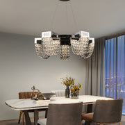 LED Crystal Chandelier 30W, CC370/500CH, Diameter 49cm, Shiny Chrome, Warm Neutral Cold Light 3000K/4000K/6000K Adjustable Height, Metal and Crystal