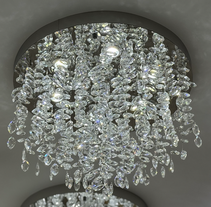 Round Alberian LED chandelier, 20W, cold/hot/neutral light, crystal, glossy chromium