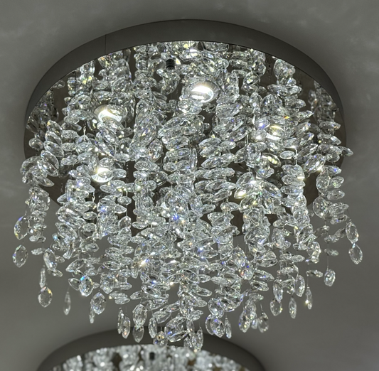 Round Alberian LED chandelier, 20W, cold/hot/neutral light, crystal, glossy chromium
