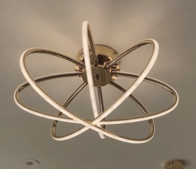 LED Chandelier with Remote Control MARIA, 6 Elements, 63W, Warm/Cold/Neutral Light, Dimmable, Gold