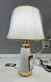 Veioza VZ210WH, 1x E27, Metal and Textile, White and Gold