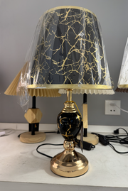 Veioza VZ211BK, 1x E27, Metal and Textile, Black and Gold