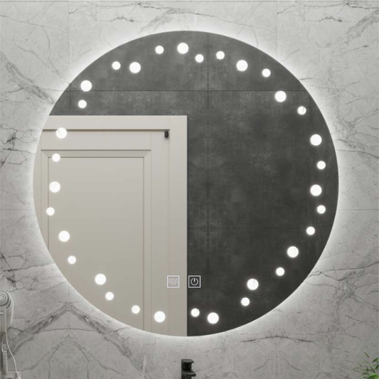Touch Ivory LED Mirror, De-fogging System, Diameter 60cm, Cold Light 6000K