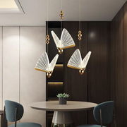 Valentina Acrylic LED Pendant Chandelier with Remote Control, Dimmable, 3000K/4000K/6000K, Gold, Metal and Acrylic