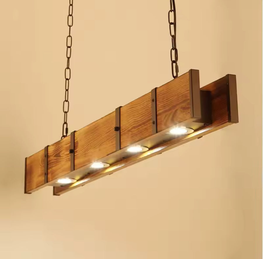 Vintage LED Chandelier LV565/4, 12W Rustic Barn, Wood and Metal, 100cm, Black