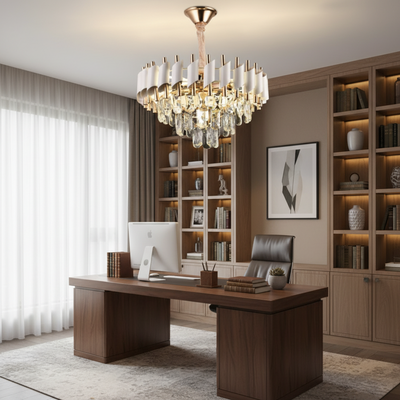 Crystal Chandelier VERSAILLES Nobile 5xE14, Diameter 40cm, Shiny Gold and White