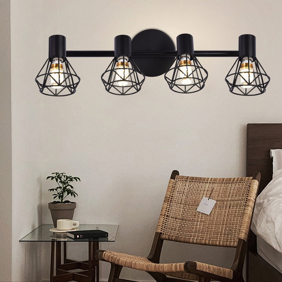 Chandelier with Lampshade, GRACIE, LC365/4BK, Diamond, 4xE14, Black, Metal