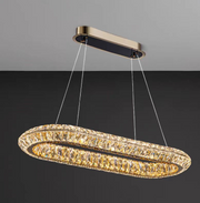 LED Chandelier with Remote Control, LLC132/900X300GD, Crystal and Metal, 80W, 1 Circle, Dimmable, Adjustable Height, Cold/Warm/Neutral Light, Luxurious Lighting