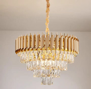 VERSAILLES Eleganza Crystal Chandelier 8x E14, Diameter 49cm, Gold, Adjustable Height