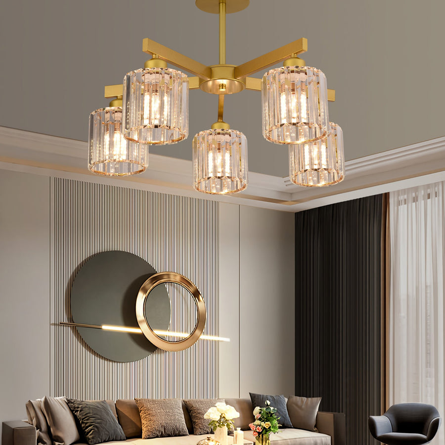 Modern Classic Chandelier LC110/5GD with Crystal, 5xE27, Gold, Metal and Crystal