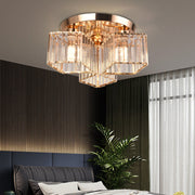 Sasha Modern Classic Chandelier, LC117/3GD, 3x E27, Metal and Crystal, Gold, Lampshade