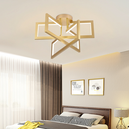 Lustra LED cu telecomanda 73W, 3 Elemente, lumina Rece/Calda/Neutra, Dimabila, Auriu
