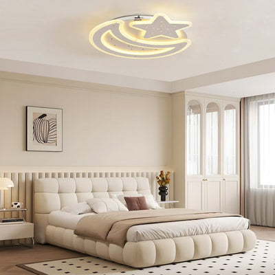 LED Chandelier Moon and Star RGB with Remote Control Coralia 80W Cold/Warm/Neutral Light Dimmable White