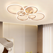 LED chandelier with remote control BETTY 82W, 6 Circles, Cold/Warm/Neutral light, Dimmable, Shiny Gold