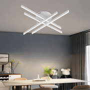 GIO Remote Control LED Chandelier, 54W, 4 Elements, Cold/Cool/Neutral Light, Dimmable, White