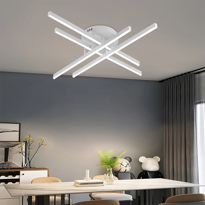 GIO Remote Control LED Chandelier, 54W, 4 Elements, Cold/Cool/Neutral Light, Dimmable, White