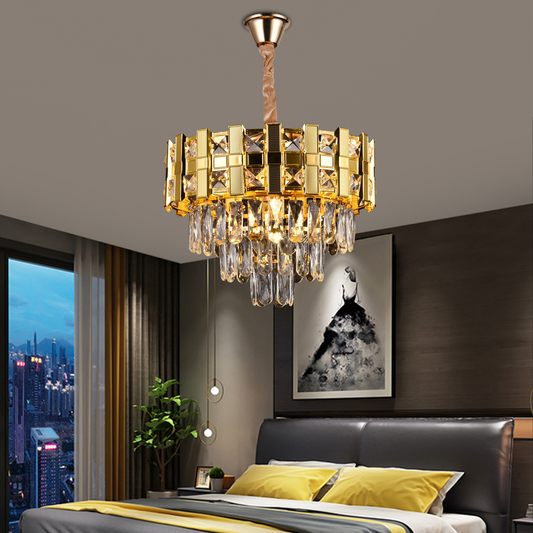 Chandelier Crystal Aurelio Sirio 5xe14, 40cm diameter, glossy gold, rebrable height