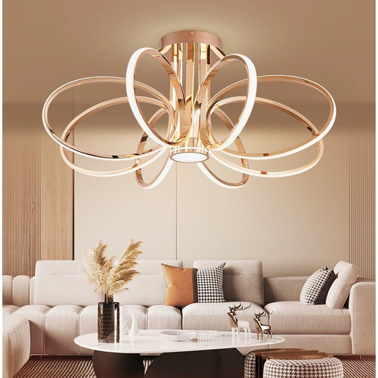 LED Chandelier with Remote Control MARIA, 6 Elements, 63W, Warm/Cold/Neutral Light, Dimmable, Gold