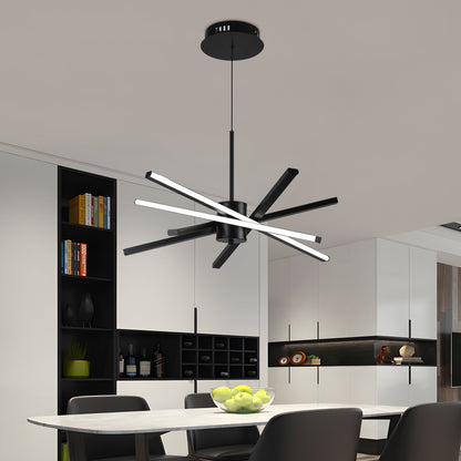 LED Chandelier with Remote Control LT176/5BK, 69W, 5 Elements, Cold/Warm/Neutral Light, Dimmable, Black, Height Adjustable