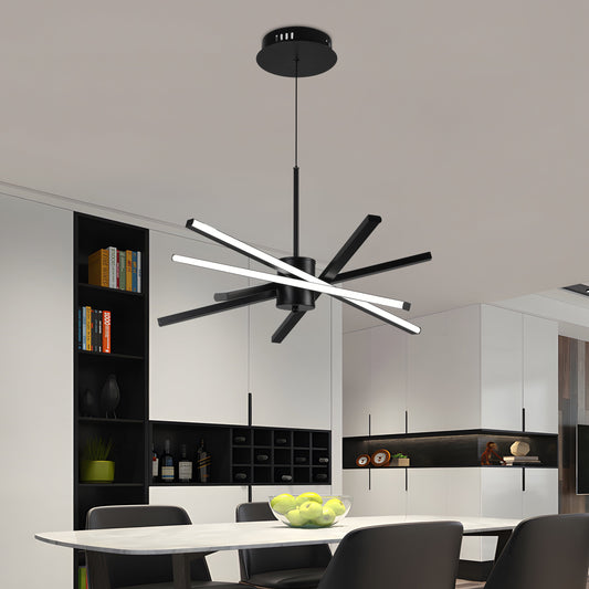 LED Chandelier with Remote Control LT176/5BK, 69W, 5 Elements, Cold/Warm/Neutral Light, Dimmable, Black, Height Adjustable