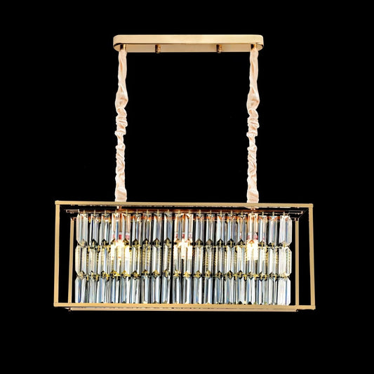 Crystal Chandelier, CC1676/650X200GD, 3xE14, Shiny Gold, Adjustable Height, Metal and Crystal