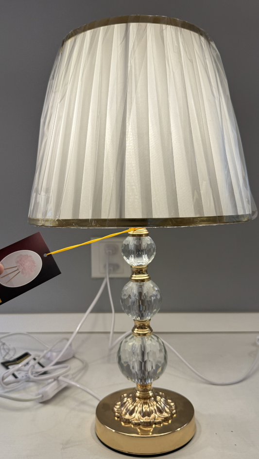 Veioza VZ213WH, 1x E27, Metal and Textile, White and Gold