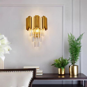 Maxim Wall Lamp, 2*E14, Gold, Metal and Crystal