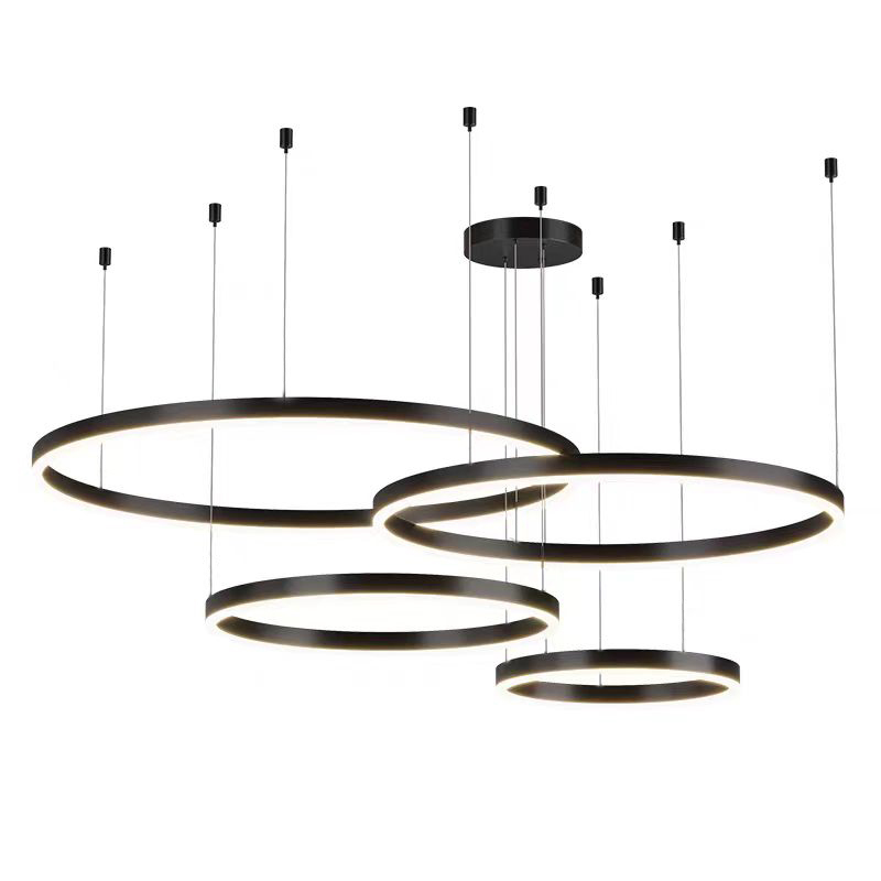 Suspended LED chandelier with remote control CASIANA 42W, 2 Circles, Cold/Warm/Neutral light, Dimmable, White, Height Adjustable