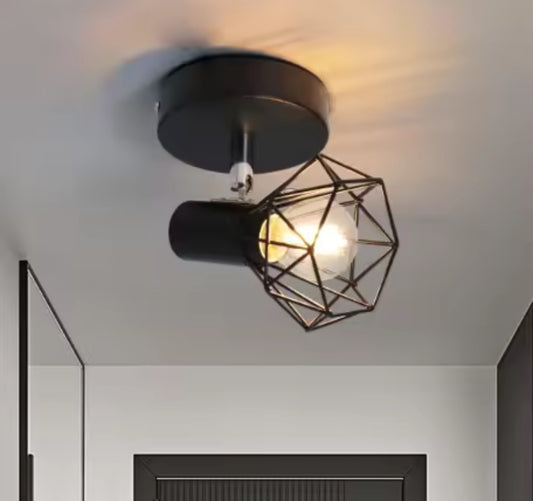 Chandelier with Lampshade, GRACIE, LC365/1BK, Diamond, 1XE14, Black, Metal