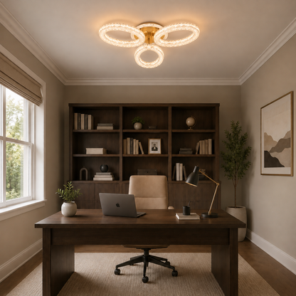LED chandelier with remote control VEYRO, 39W, Cold/Warm/Neutral Light, Dimmable, Gold