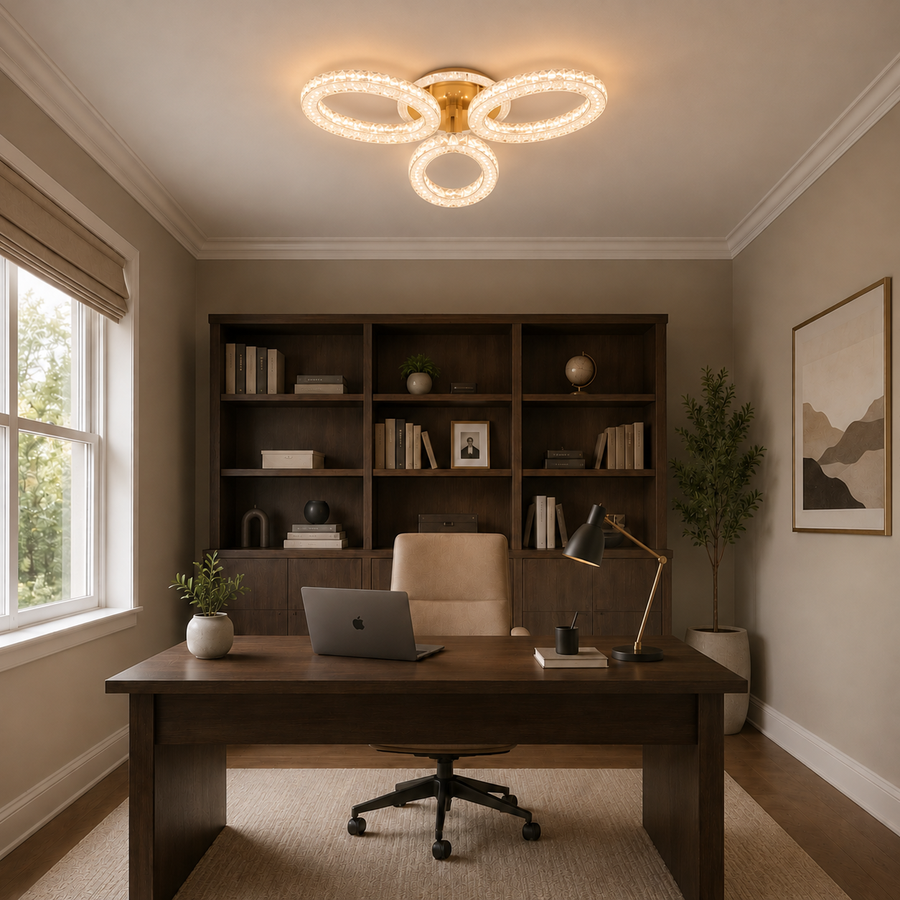LED chandelier with remote control VEYRO, 39W, Cold/Warm/Neutral Light, Dimmable, Gold