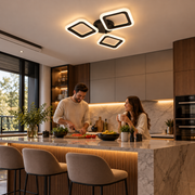 LED chandelier PULSARIS 40W, 3 Squares, Cold/Warm/Neutral light, Black