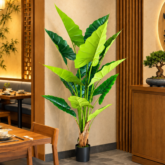 Artificial Plant Type Alocasia, 14 leaves, 170 cm, Green