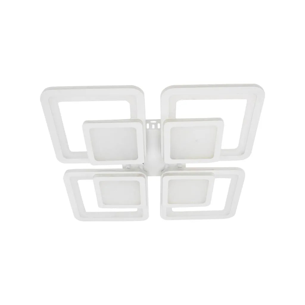 LED Chandelier with Remote Control SUSAN, 77W, 4 Squares, Cold/Warm/Neutral Light, Dimmable, White 
