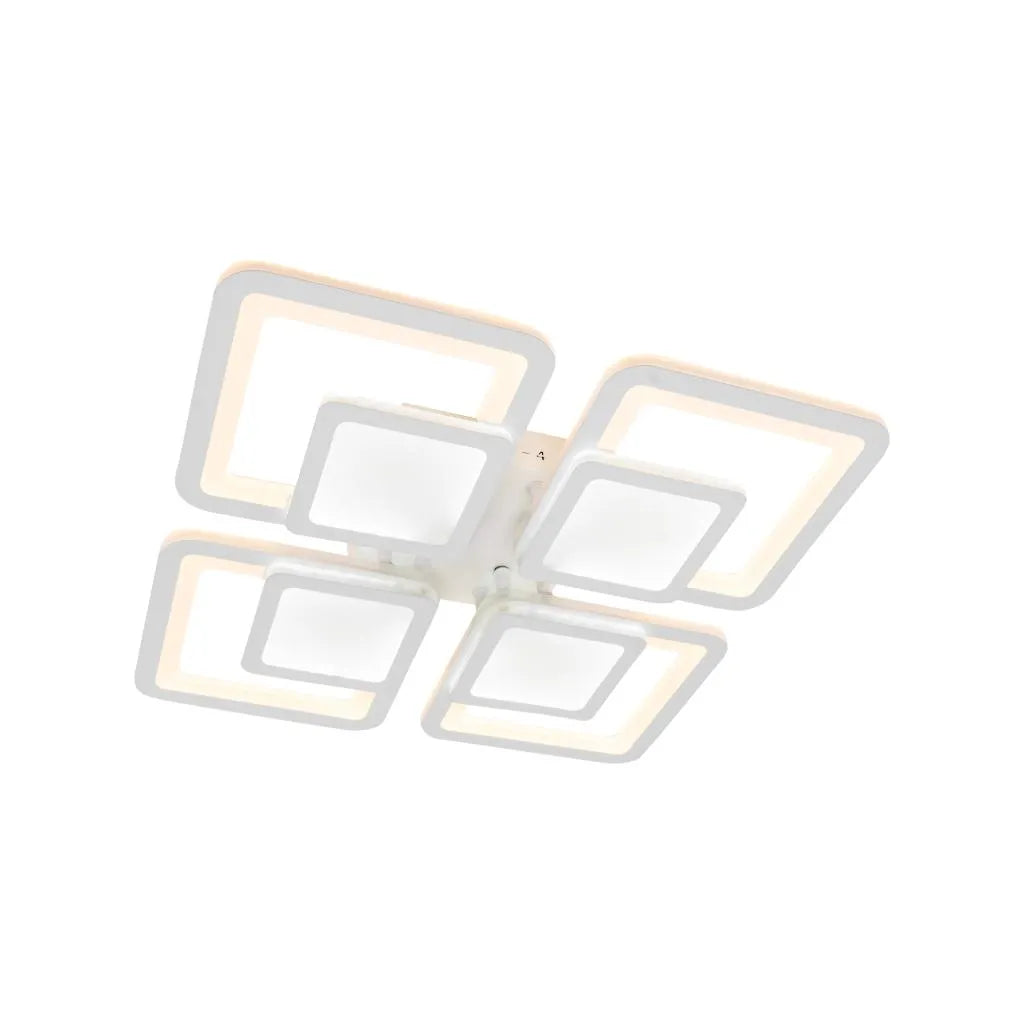 LED Chandelier with Remote Control SUSAN, 77W, 4 Squares, Cold/Warm/Neutral Light, Dimmable, White 