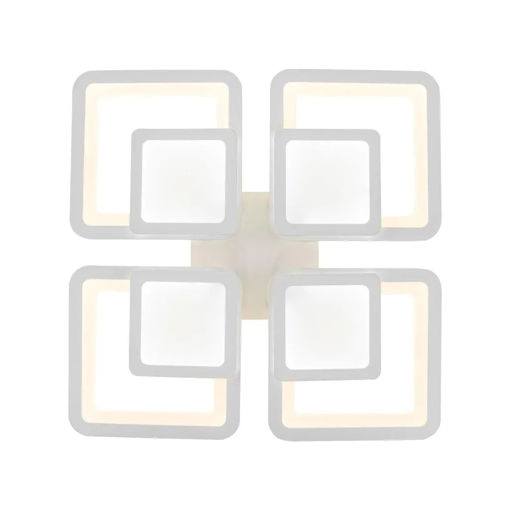 LED Chandelier with Remote Control SUSAN, 77W, 4 Squares, Cold/Warm/Neutral Light, Dimmable, White 