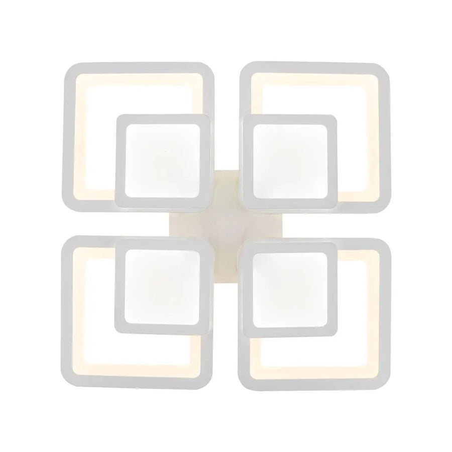 LED Chandelier with Remote Control SUSAN, 77W, 4 Squares, Cold/Warm/Neutral Light, Dimmable, White 