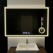 Mirror LED rectangular 120x80cm Souverain Motionglow Marcello Dismantic Clock System & Dimable Cosmetic Terometer